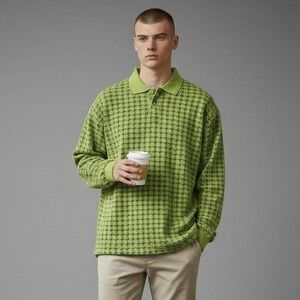 RARE Vintage Versace Sport Knit Polo Green Medusa Italy Size 52